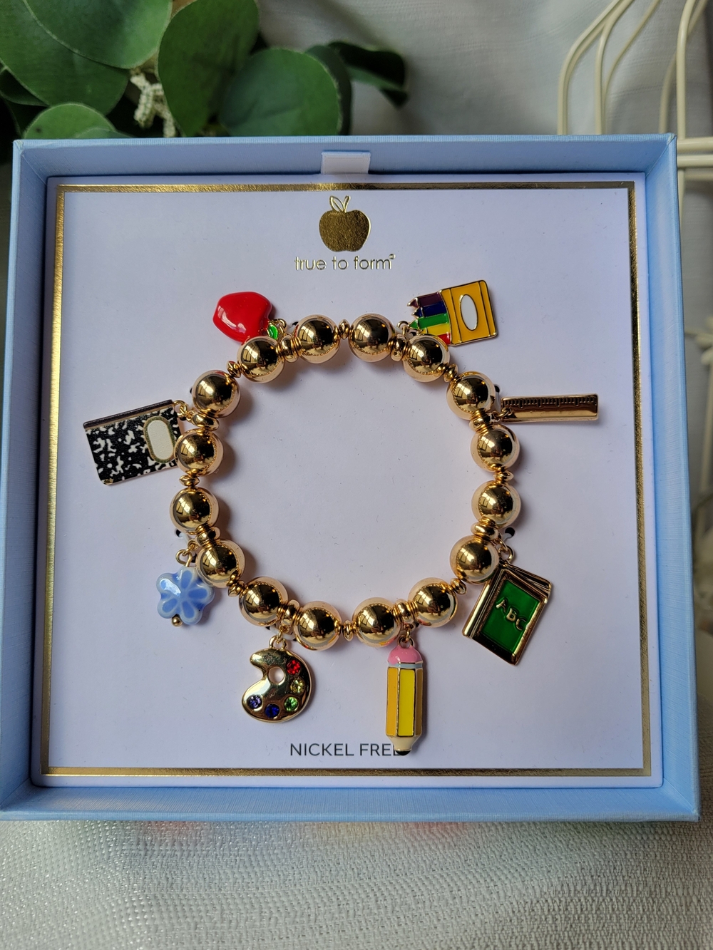 True to Form School Themed Beaded Charm Bracelet